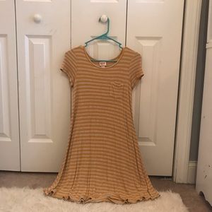 Yellow and Gray striped Tee shirt dress